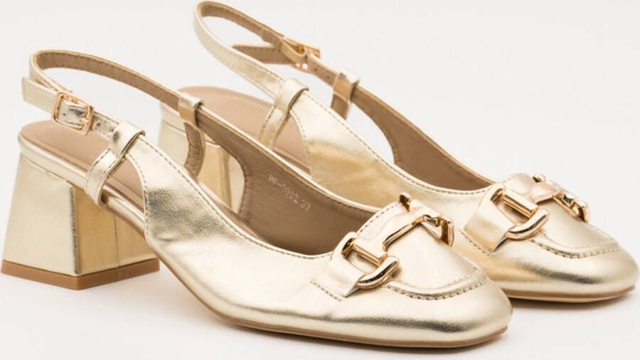 Weloveshoes SmileFavorites Loafers & Espadrilles Instappers met Hak Goud Imitatieleer