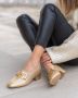Weloveshoes SmileFavorites Loafers & Espadrilles met Hak Goud Imitatieleer - Thumbnail 3