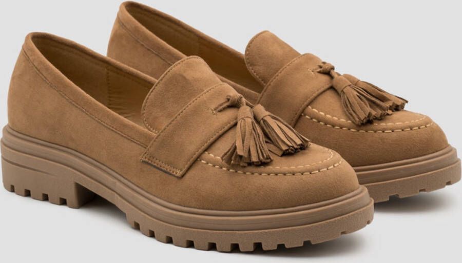 Weloveshoes SmileFavorites Loafers Suedine Camel