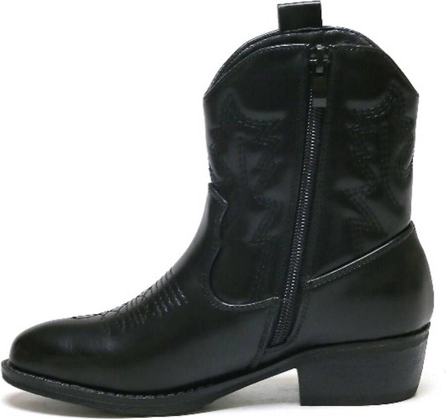 Weloveshoes Smile Favorites Meisjes Cowboylaarzen met Hak Kort Zwart Imitatieleer