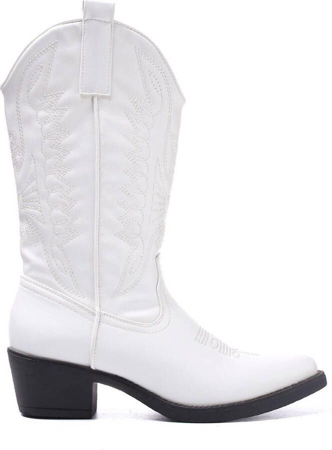 Weloveshoes SmileFavorites® Dames Cowboylaarzen met Hak Imitatieleer Wit