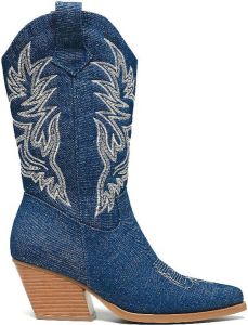 Weloveshoes SmileFavorites Cowboylaarzen met Hak Stof Blauw