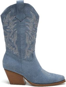Weloveshoes SmileFavorites Cowboylaarzen met Hak Suedine Blauw