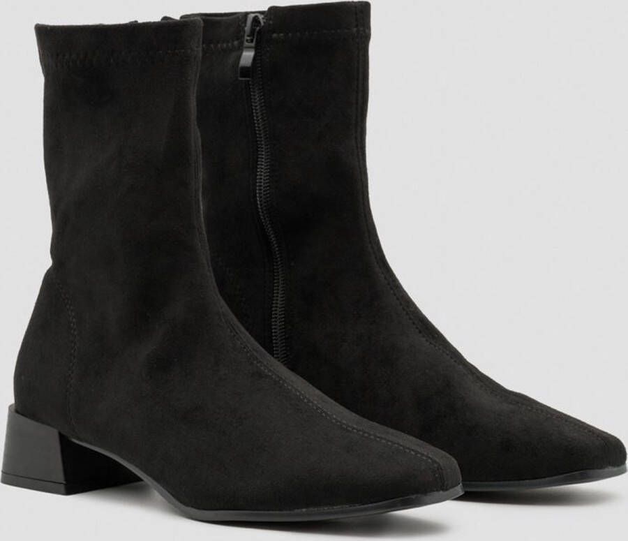 Weloveshoes SmileFavorites Sock boots met Hak Zwart Suedine Schoenen