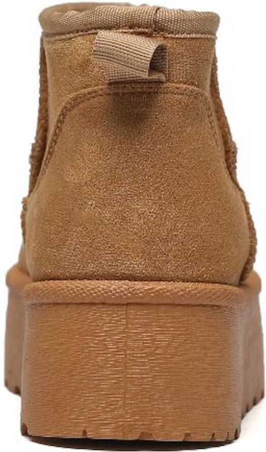 Weloveshoes SmileFavorites Sloffen Pantoffels Boots Western Suedine Camel
