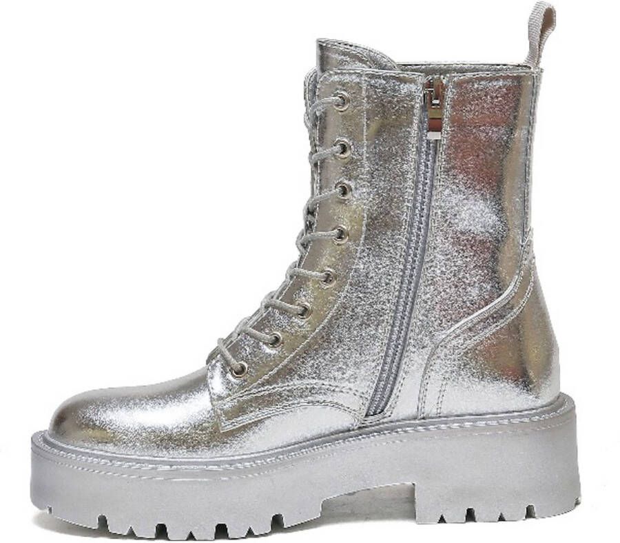 Weloveshoes SmileFavorites Veterboots Imitatieleer Zilver