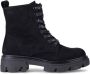 Weloveshoes SmileFavorites® Veterboots met Hak Suedine Zwart - Thumbnail 1