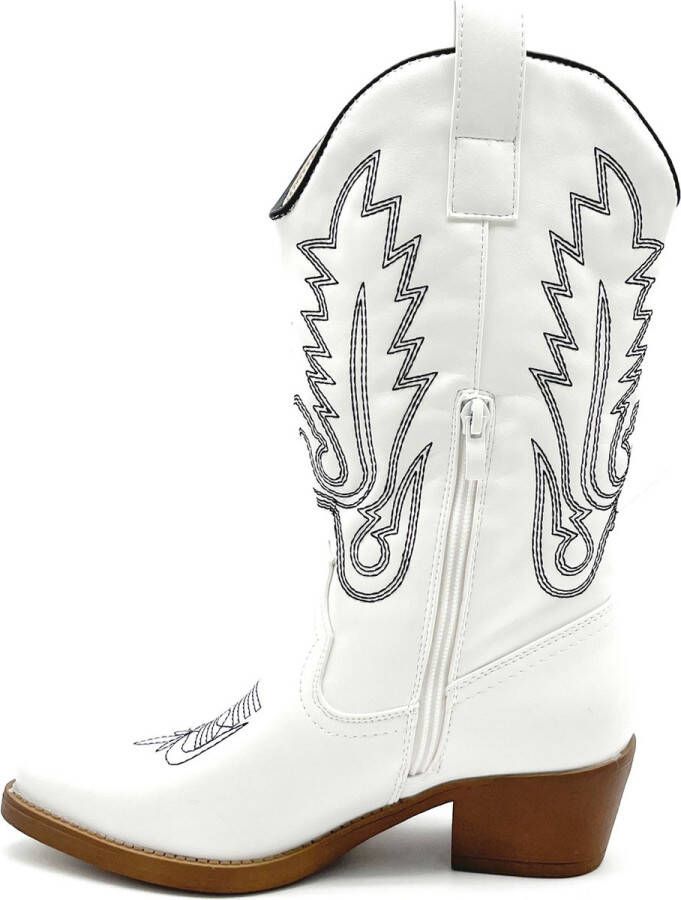 Weloveshoes Cyber Monday Deal Dames Cowboylaarzen met Hak Imitatieleer Wit - Foto 3