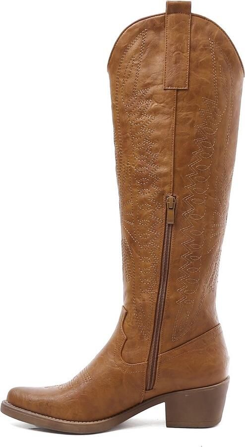 Weloveshoes Cyber Monday Deal Dames Cowboylaarzen met Hak Imitatieleer Camel - Foto 3