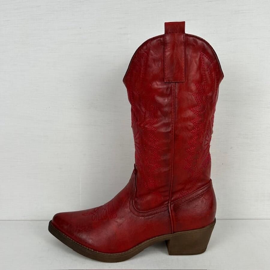 Weloveshoes Cyber Monday Deal Dames Cowboylaarzen met Hak Imitatieleer Rood - Foto 2