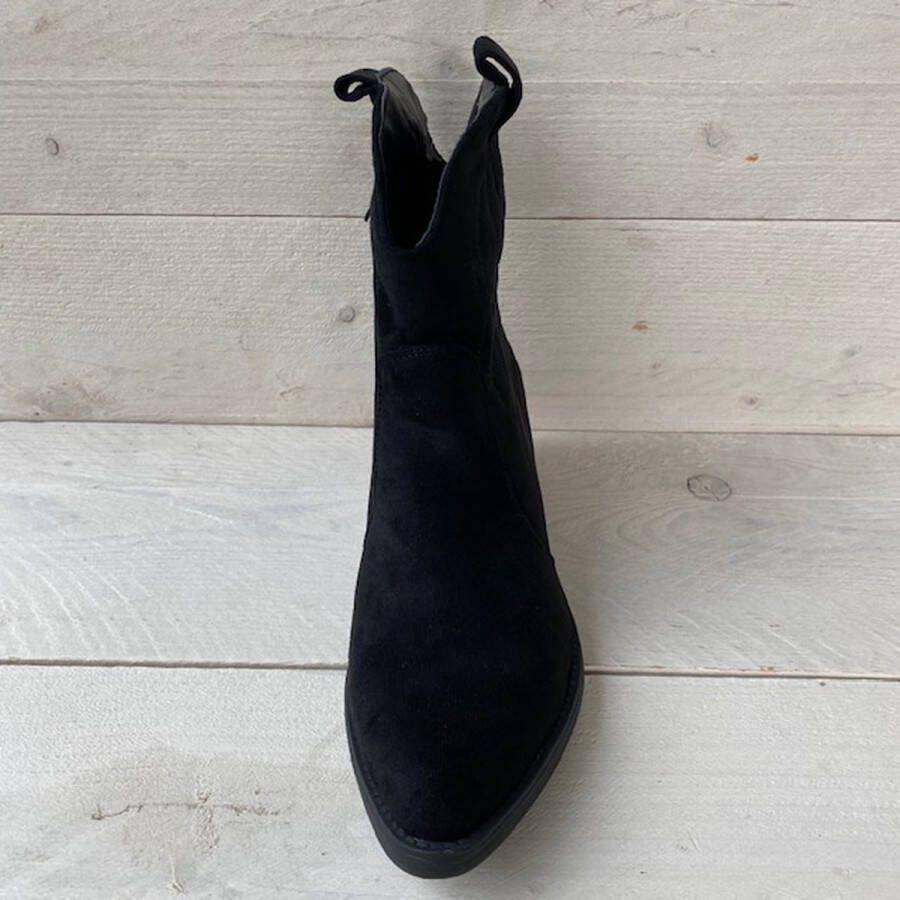 Weloveshoes Cyber Monday Deal Dames Cowboylaarzen met Hak Kort Suedine Zwart - Foto 2