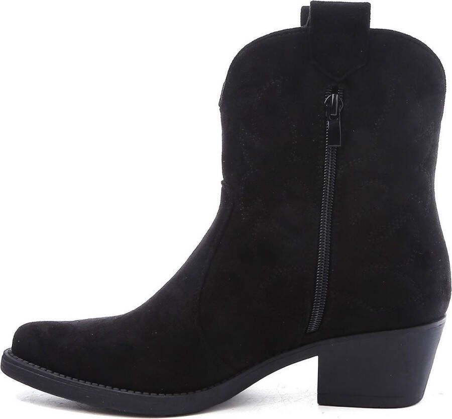 Weloveshoes Cyber Monday Deal Dames Cowboylaarzen met Hak Kort Suedine Zwart - Foto 4