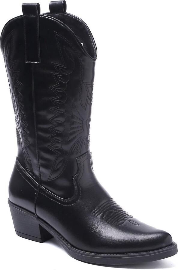 Weloveshoes Leatherlook cowboylaars Zwart Dames - Foto 5