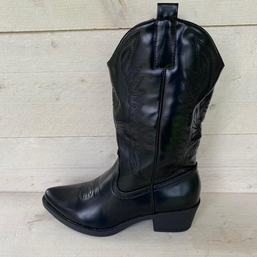 Weloveshoes Leatherlook cowboylaars Zwart Dames - Foto 2