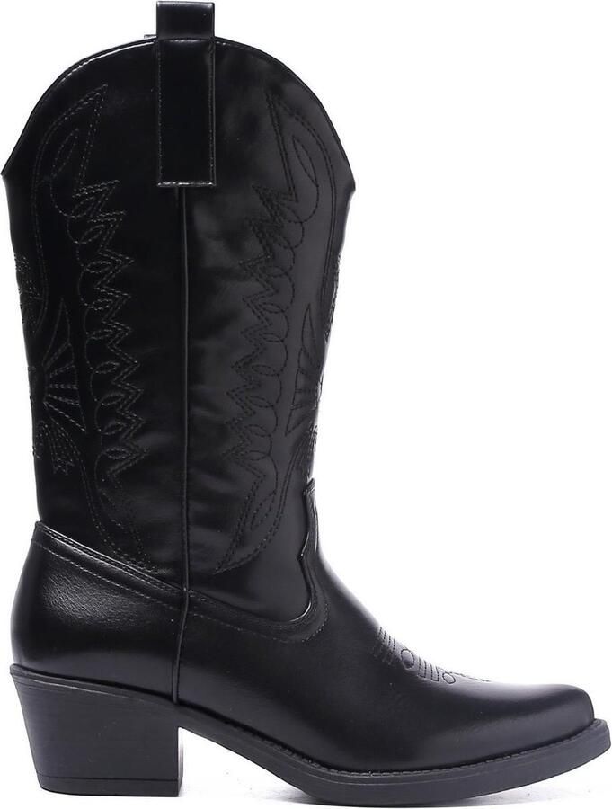 Weloveshoes Leatherlook cowboylaars Zwart Dames - Foto 4