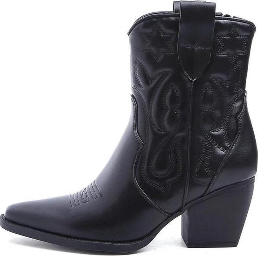 Weloveshoes Cyber Monday Deal Dames Cowboylaarzen met Hak Kort Imitatieleer Zwart