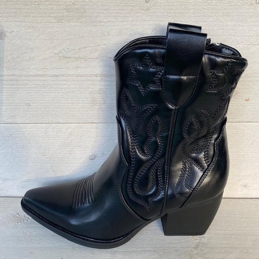 Weloveshoes Cyber Monday Deal Dames Cowboylaarzen met Hak Kort Imitatieleer Zwart - Foto 2