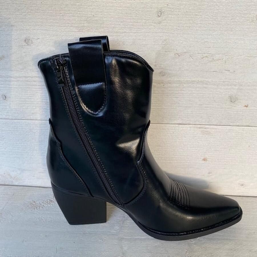 Weloveshoes Cyber Monday Deal Dames Cowboylaarzen met Hak Kort Imitatieleer Zwart - Foto 4