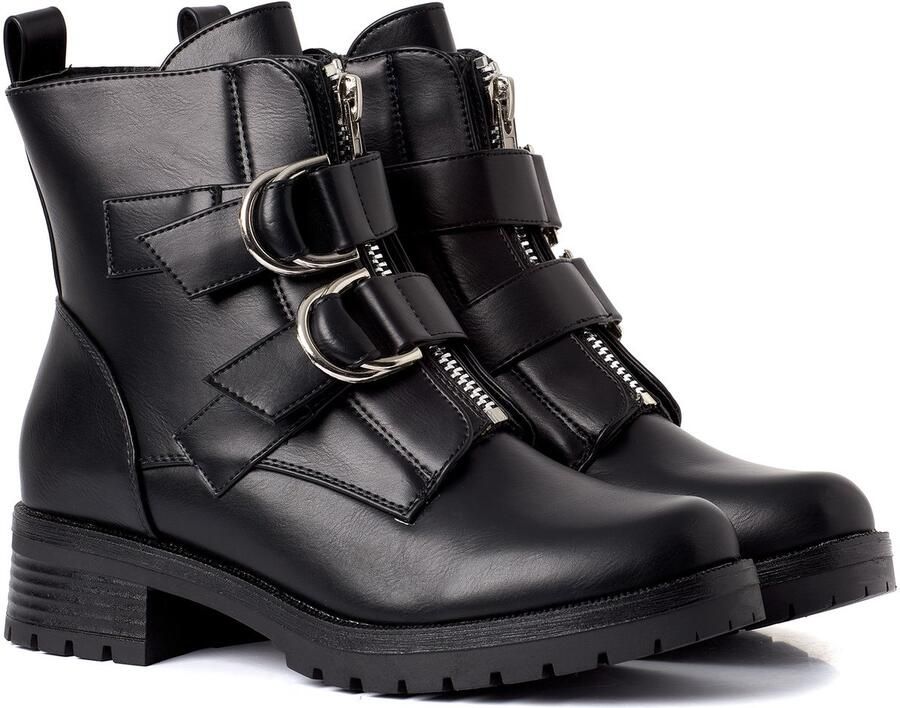Weloveshoes Smile Favorites Dames Biker boots Zwart Imitatieleer