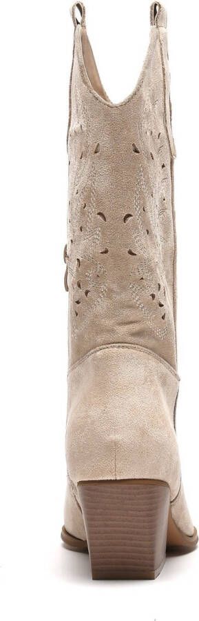 Weloveshoes Cyber Monday Deal Dames Cowboylaarzen met Hak Suedine Beige - Foto 2
