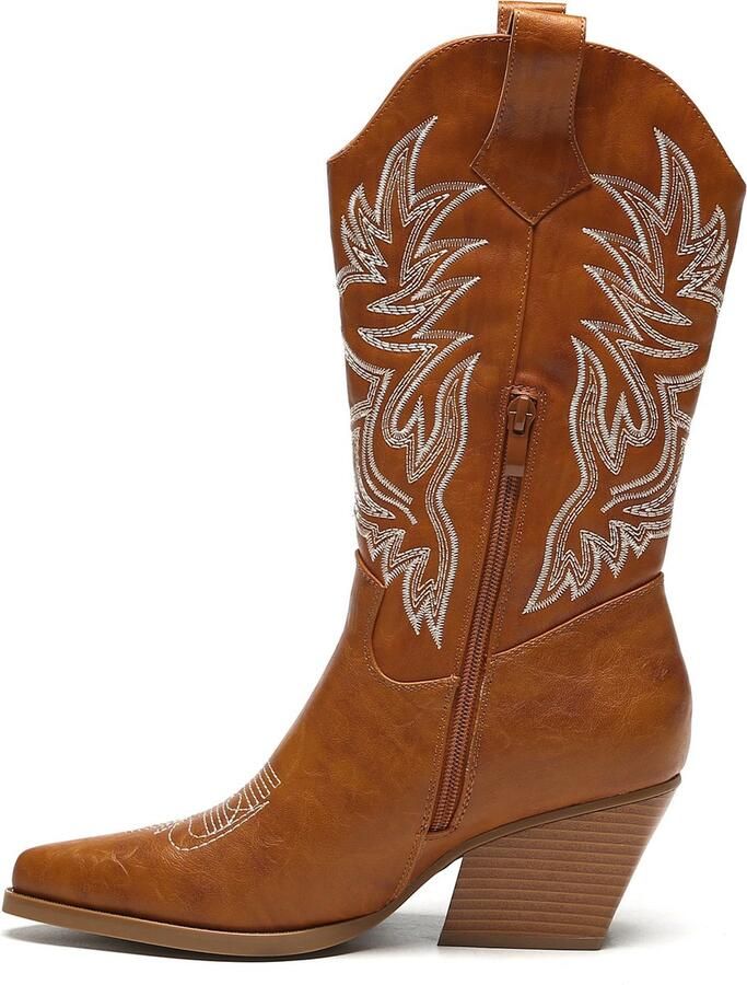 Weloveshoes Cyber Monday Deal Dames Cowboylaarzen met Hak Imitatieleer Camel