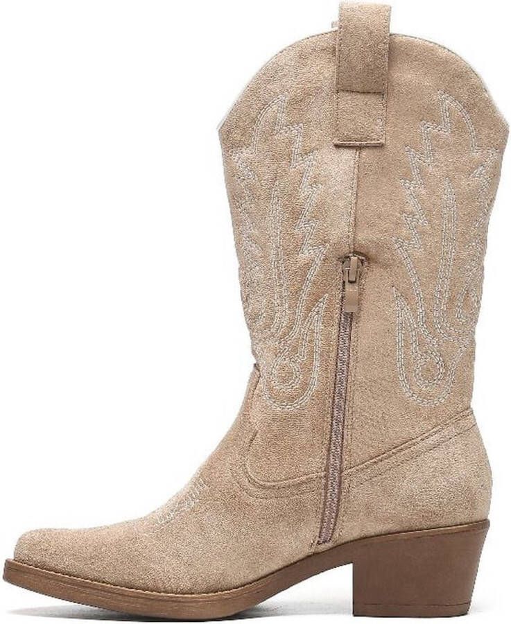 Weloveshoes Cyber Monday Deal Dames Cowboylaarzen met Hak Suedine Khaki - Foto 3