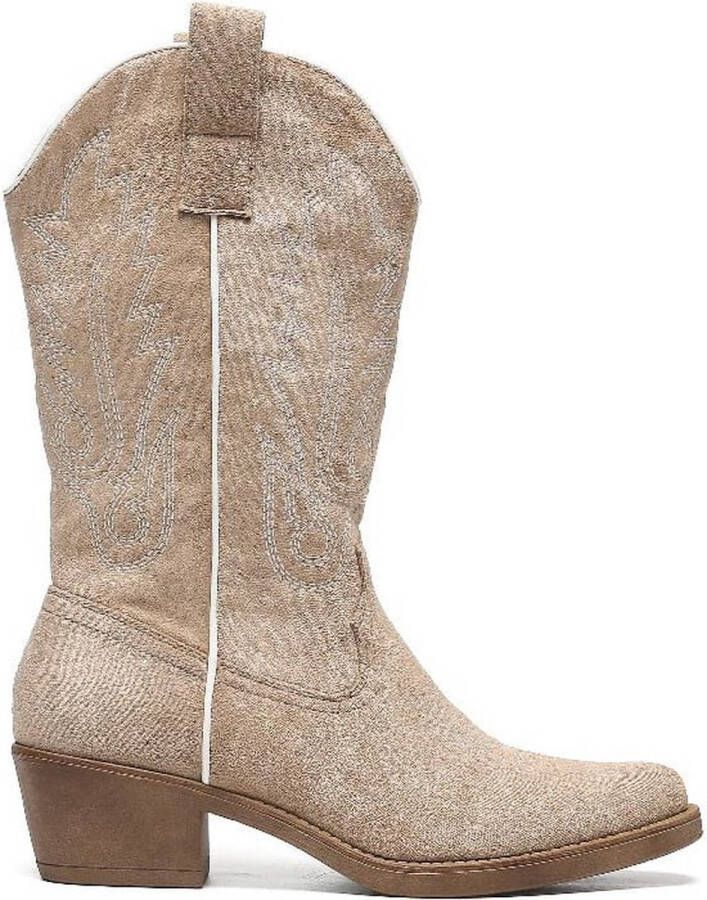 Weloveshoes Cyber Monday Deal Dames Cowboylaarzen met Hak Suedine Khaki