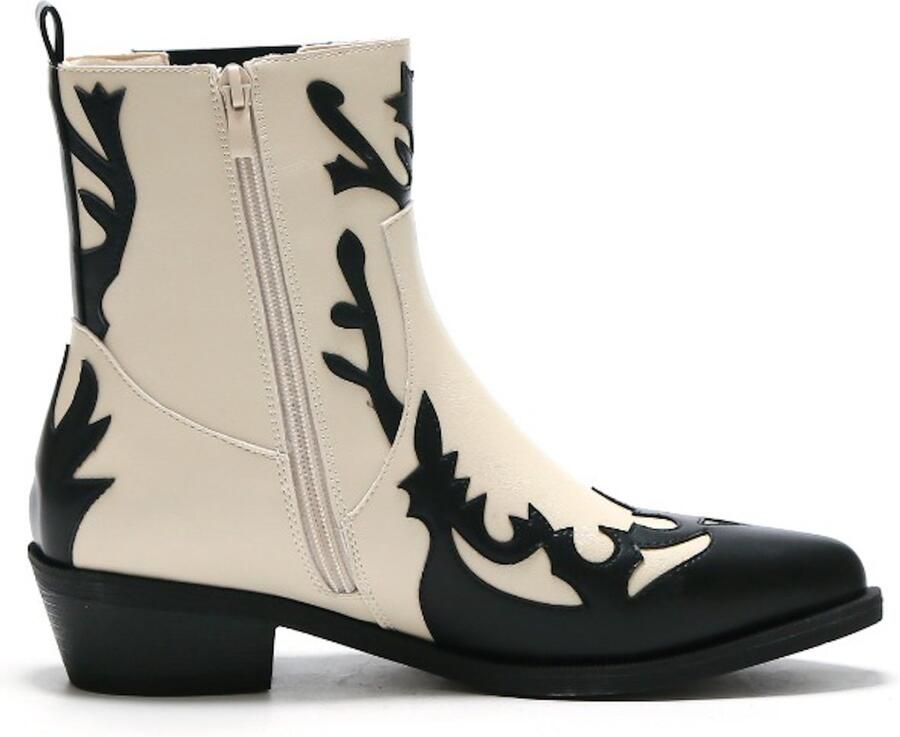 Weloveshoes Smile Favorites Dames Cowboylaarzen Western Kort Beige Imitatieleer - Foto 3