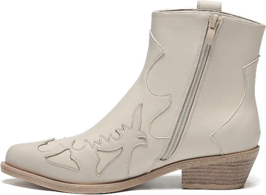 Weloveshoes Smile Favorites Dames Cowboylaarzen met Hak Kort Wit Imitatieleer - Foto 2