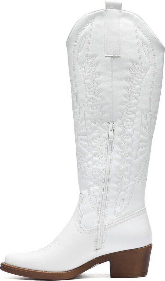 Weloveshoes Cyber Monday Deal Dames Cowboylaarzen met Hak Imitatieleer Wit - Foto 2