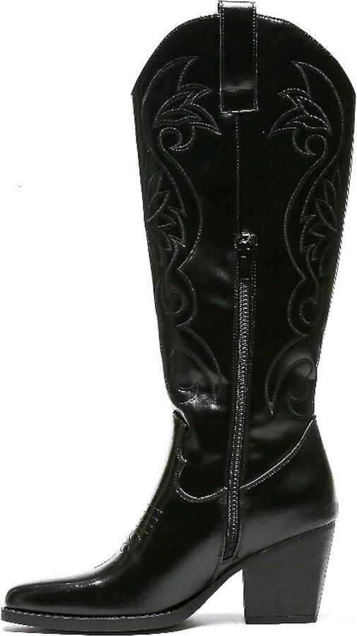 Weloveshoes Smile Favorites Dames Cowboylaarzen Western Zwart Imitatieleer - Foto 2
