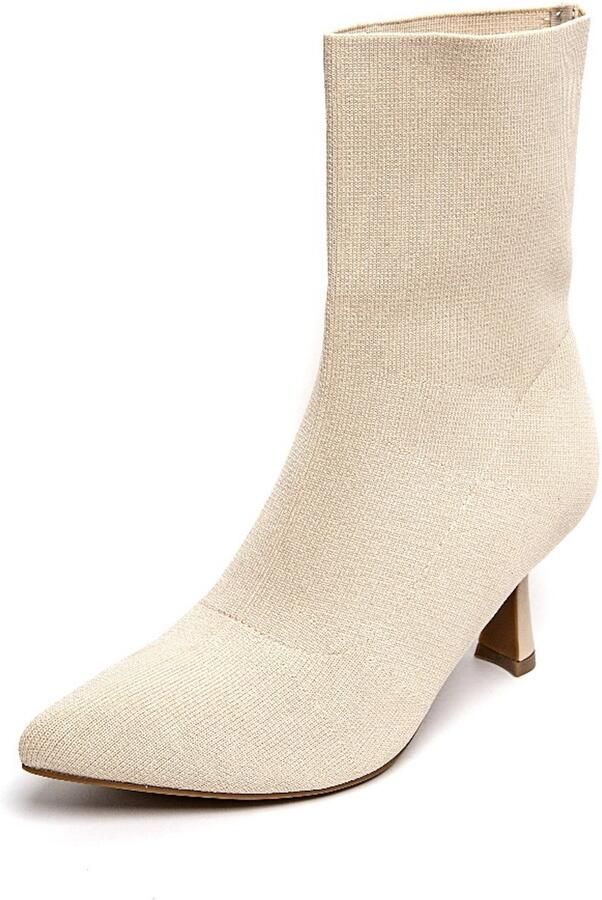 Smile Favorites Dames Enkellaarsjes Pumps Heels Beige Stof