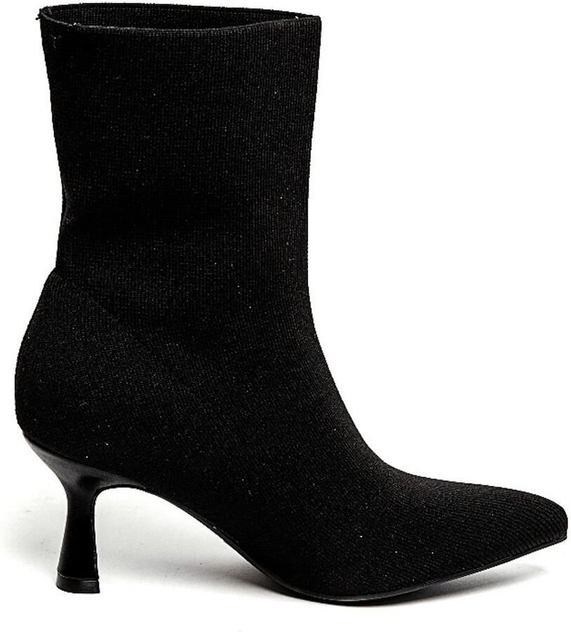 Smile Favorites Dames Enkellaarsjes Pumps Heels Zwart Stof