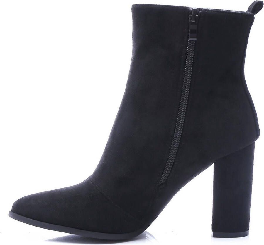 Weloveshoes Black Friday Deal Dames Enkellaarzen met Hak Suedine Zwart - Foto 2
