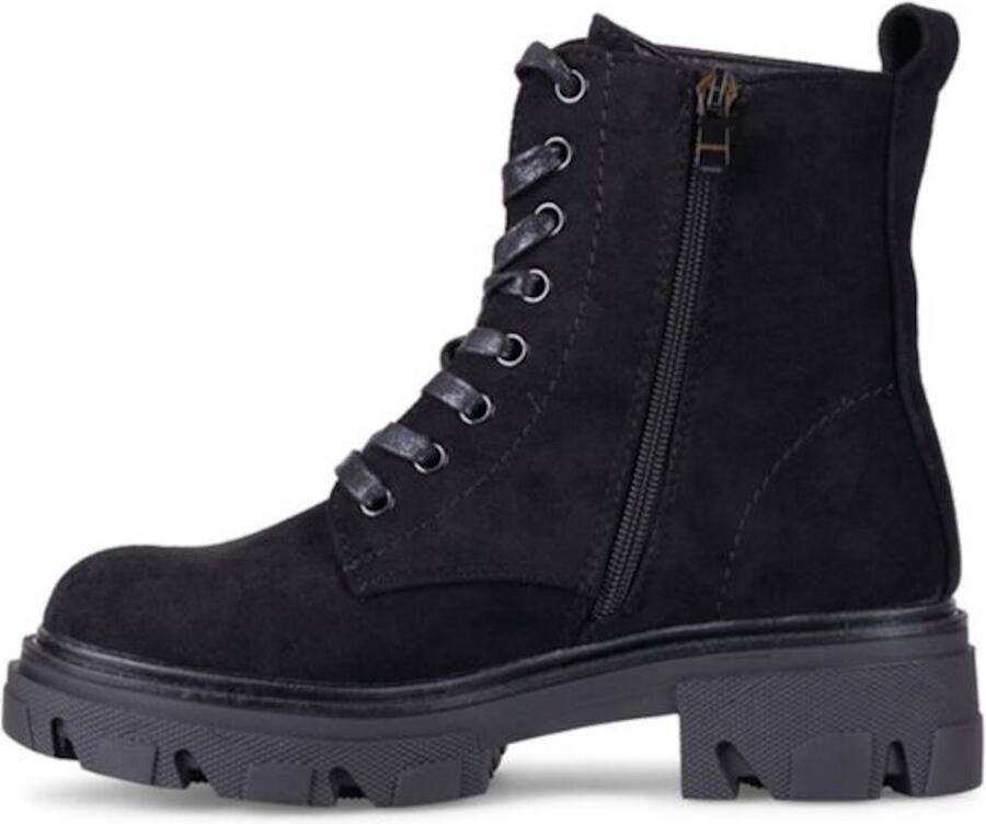 Weloveshoes SmileFavorites® Veterboots met Hak Suedine Zwart - Foto 2