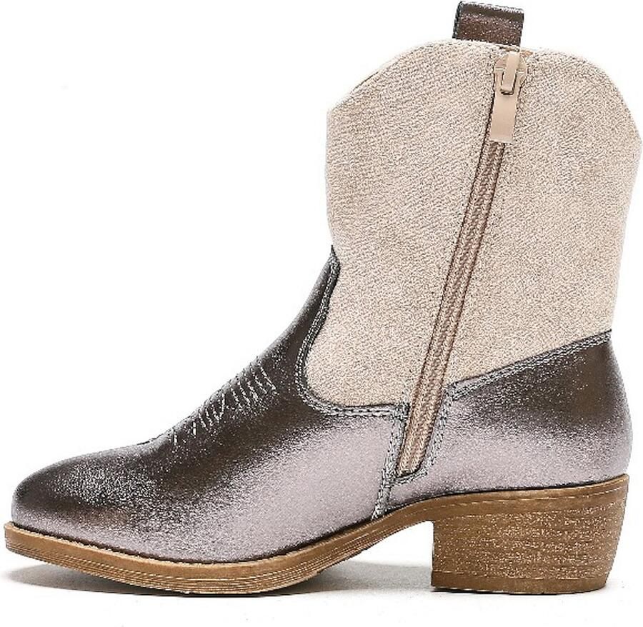 Weloveshoes Smile Favorites Meisjes Cowboylaarzen Beige Imitatieleer Suedine Gun Metallic
