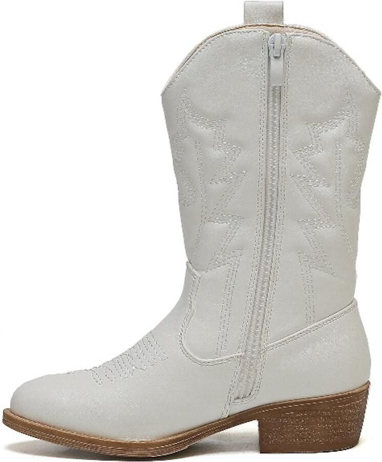 Weloveshoes Smile Favorites Meisjes Cowboylaarzen Western Kort Wit Imitatieleer - Foto 2