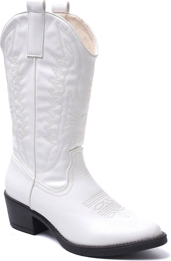 Weloveshoes SmileFavorites® Dames Cowboylaarzen met Hak Imitatieleer Wit - Foto 4