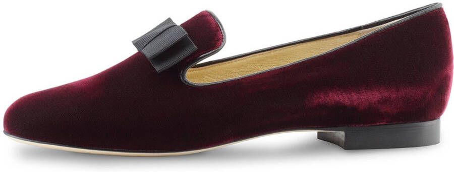 Werner Kern Ballerinas Werner Kern Ava Loafers Dames Bordeaux Rood Fluweel Velvet Damesschoenen Instappers Sierstrik Nette Schoenen Rood