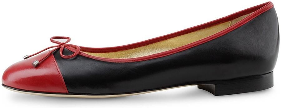 Werner Kern Ballerinas Werner Kern Ada Ballerina's Dames Zwart met Rood Leer Ballerina schoenen Instappers Nette Damesschoenen Kantoorschoenen Zwart rood