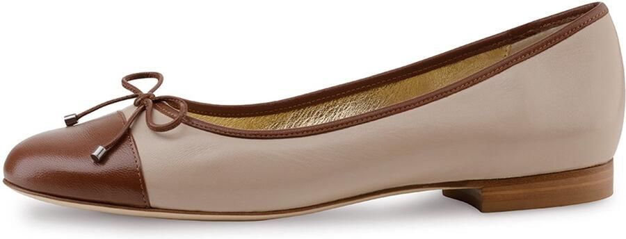 Werner Kern Ballerinas Werner Kern Beth Ballerina's Dames Instappers Casual damesschoenen Bruin Beige Leer Lage hak Lederen Zool Beige bruin