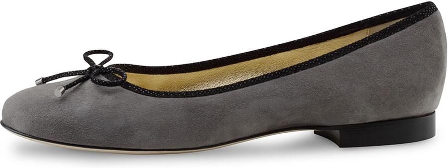 Werner Kern Ballerinas Werner Kern Jane Ballerina Schoenen Dames Ballerina's donkergrijs zwart Klassieke instappers Met sierstrikje Hoge kwaliteit suède en leer Ballet flats Grijs