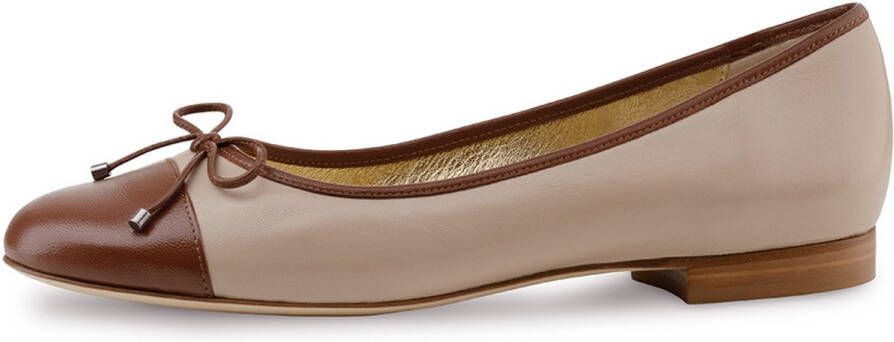 Werner Kern Ballerinas Werner Kern Beth Ballerina's Dames Instappers Casual damesschoenen Bruin Beige Leer Lage hak Lederen Zool Beige bruin