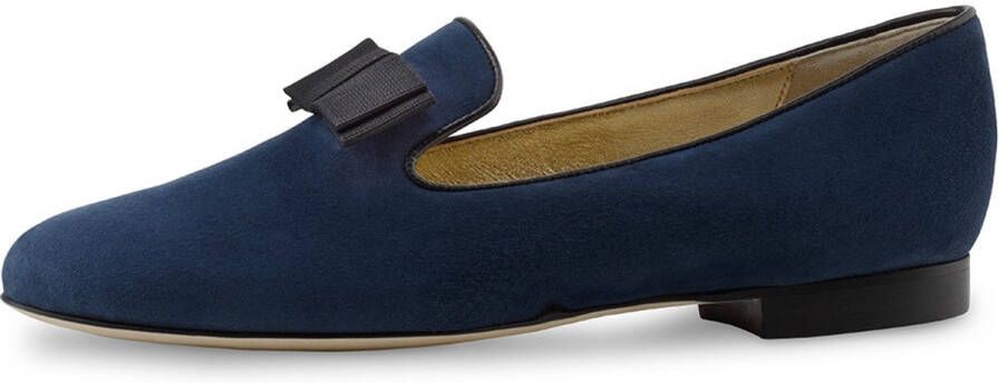 Werner Kern Ballerinas Werner Kern Ive Loafers voor Dames Donkerblauw Suède Lage hak Klassieke Instappers Nette Damesschoenen Echt Leer Donkerblauw