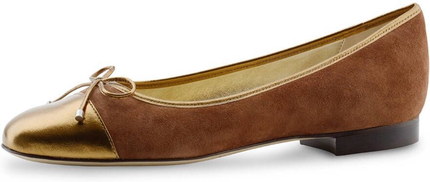 Werner Kern Ballerinas Werner Kern Juno Bruine Ballerina's voor Dames Ballerina schoenen Instappers Suede en Leer Koper kleur Bruin