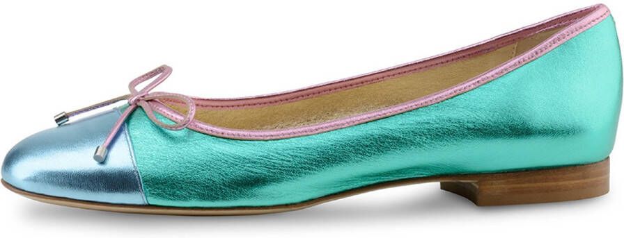 Werner Kern Ballerinas Werner Kern Pina Ballerina's van Leer Kleurrijke Damesschoenen Unieke Ballerina Schoenen Turquoise en Roze Hoge kwaliteit Instappers Blauw roze