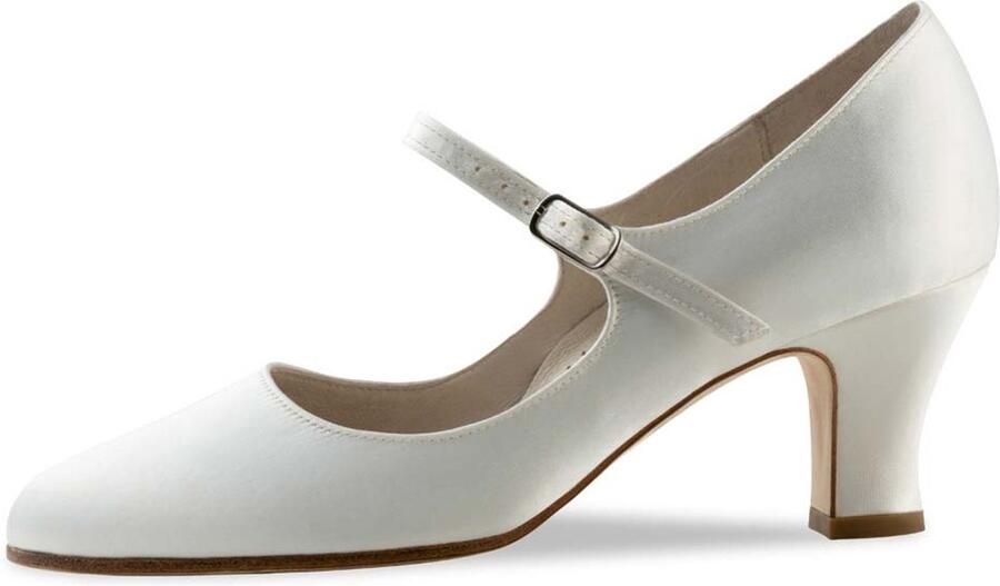 Werner Kern Bridal Werner Kern Ashley LS Bruidsschoenen Wit Satijn Lederen Zool 'Mary Jane' model Dansschoenen Dames Hoge kwaliteit Latin en Ballroom schoenen Wit