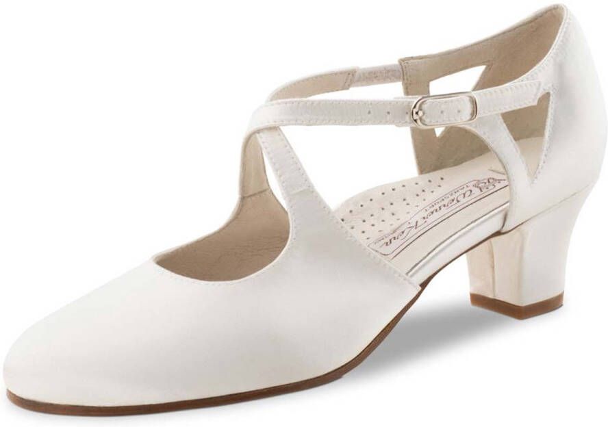 Werner Kern Bridal Werner Kern Gala LS Bruidsschoenen en Dansschoenen Dames Hak Wit Satijn Brede Pasvorm Lederen zool Ballroom Latin Salsa Wit
