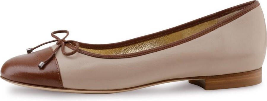 Leren Ballet Pantoffels, Schoenen damesschoenen Instappers Balletschoenen Leren Schoenen Suède Beige Ballerina's met Python 