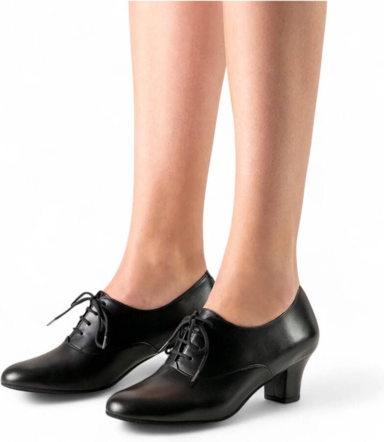 Werner Kern Olivia Gesloten Trainings dansschoenen voor Dames Vetersluiting Stabiele blokhak Suede zool Ballroom Social Salsa Stijldansen Zwart